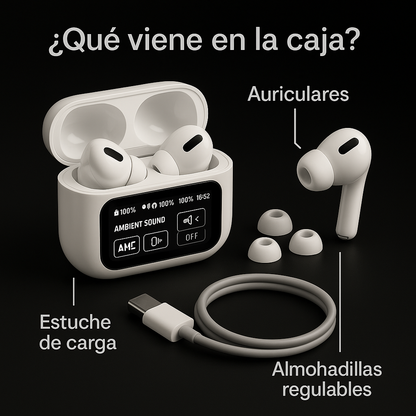🔊 ¡AIRPODS PRO CON PANTALLA – SONIDO PREMIUM, CANCELACIÓN DE RUIDO Y 75% DE DESCUENTO + Spotify Premium Gratis! 🔥